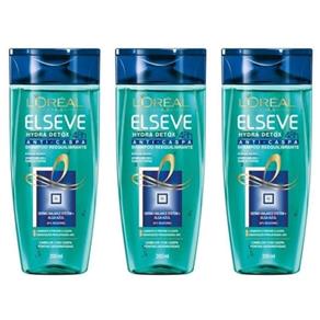 Elseve Hydra Detox Shampoo Anticaspa 200ml - Kit com 03