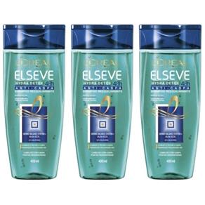 Elseve Hydra Detox Shampoo Anticaspa 400ml - Kit com 03