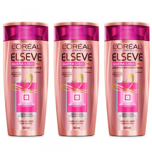 Elseve Quera Liso Shampoo 400ml (kit C/03)