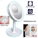 3 em 1 5X Magnifier Lamp LED desktop Maquiagem Espelho Beauty Breeze Espelho com Fan