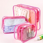 Engrossar Cosmetic Bag Mulheres Transparente composição desobstruída Zipper Bag Organizador Bath Wash Make Up Tote Handbag