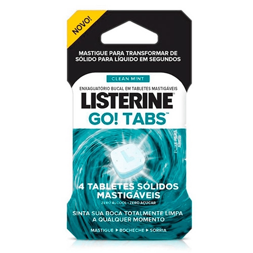 Enxaguante Bucal Listerine Go! Tabs Tabletes Mastigaveis