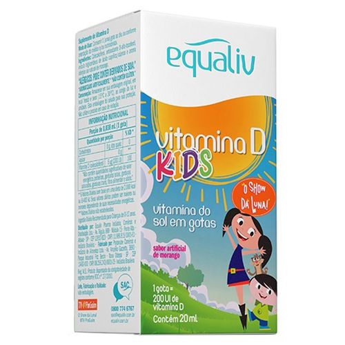Equaliv Vitamina D Kids Gotas 200ui - Sabor Morango 20ml