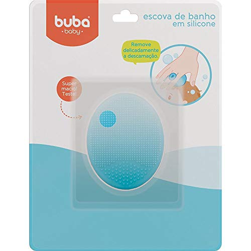 Escova de Banho para Bebê em Silicone Azul Buba Baby