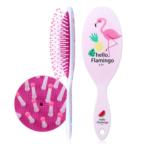 Escova de cabelo bonito Pattern Flamingo animal Anti-estático Massage Comb Hair Styling Ferramenta cor aleatória