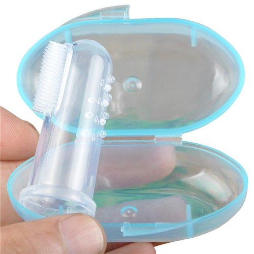 Escova de Dente Bebe e Massageador Silicone / Azul