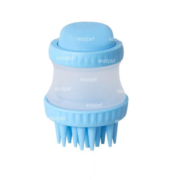 Escova de Silicone com Porta Shampoo Azul - Esalpet