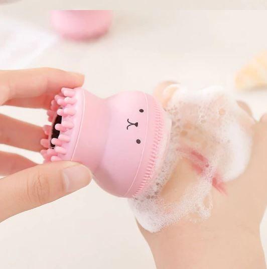Escova de Silicone para Limpeza Facial Cor Rosa - Novo Século