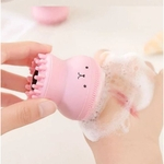 Escova de silicone para limpeza facial cor rosa
