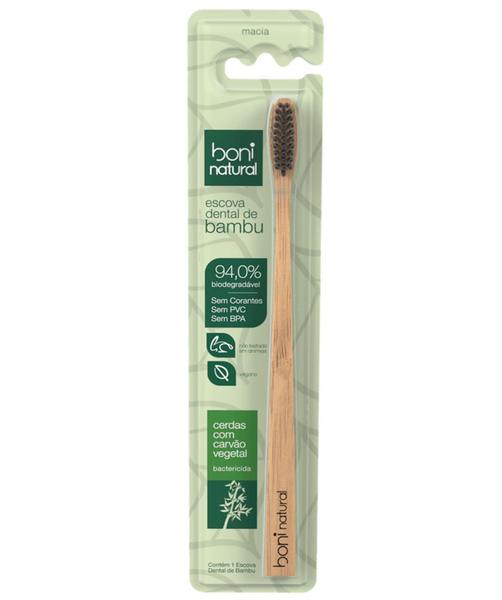 Escova Dental Boni Natural Bambu e Carvão