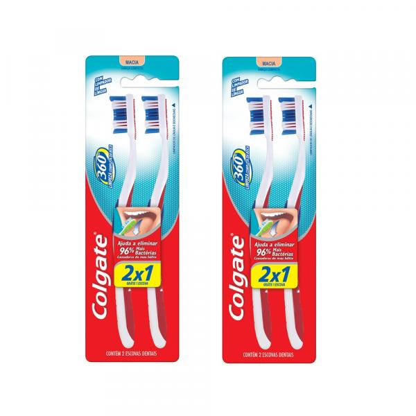 Escova Dental Colgate 360 Graus Leve 2 Pague 1 - 2 Packs - Colgate