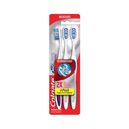 Escova Dental Colgate 360 Luminus White 3 Unidades