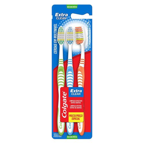 Escova Dental Colgate Extra Clean 3 Unidades Promo Leve 3 Pague 2 Escova Dental Colgate Extra Clean Media - Leve 3 Pague 2