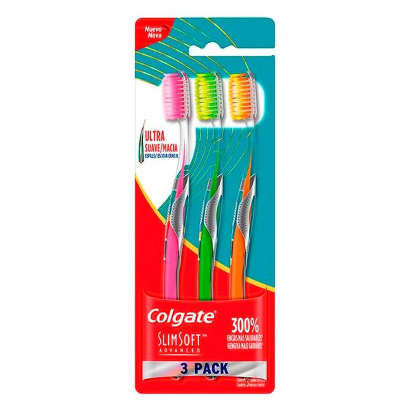Escova Dental Colgate Slim Soft Advanced - 3 Unidades