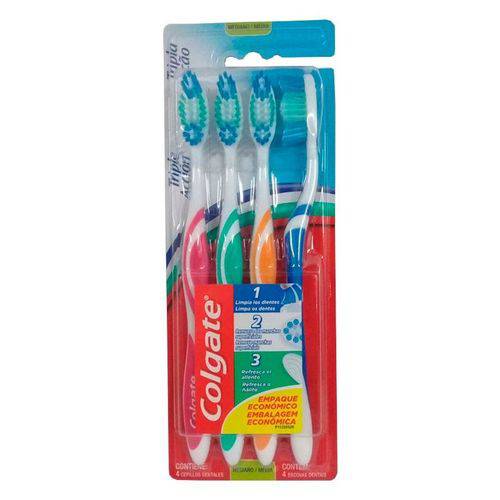Escova Dental Colgate Tripla Ação 4 Unidades