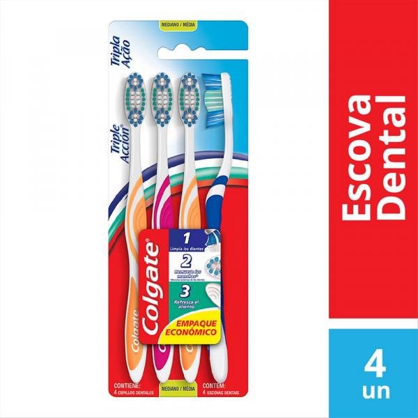Escova Dental Colgate Tripla Ação 4 Unidades
