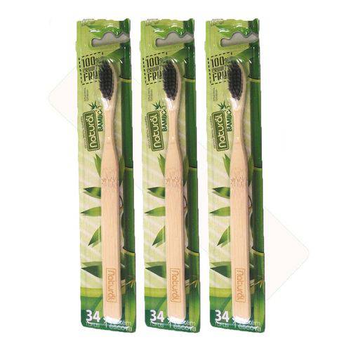 3 Escova Dental de Bambu Biodegradável - Suavetex