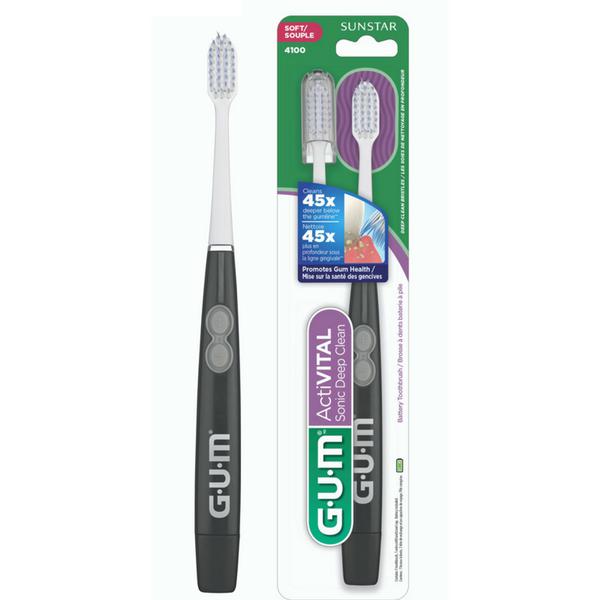 Escova Dental Elétrica Gum ActiVital Sonic Deep Clean com 1 Unidade + 1 Refil