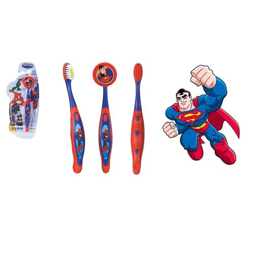 Escova Dental Infantil Cerdas Macias com Capa Protetora Dc Super Friends - Superman