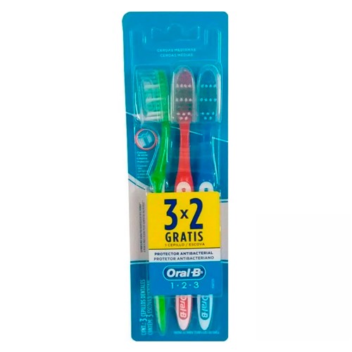 Escova Dental Oral-B 123 Média Cores Sortidas Leve 3 Pague 2 Unidades