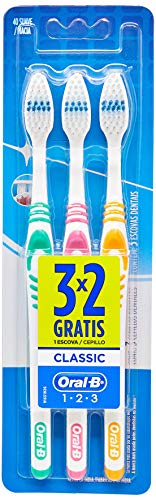 Escova Dental Oral-B Classic 1, 2, 3 - 3 Unidades