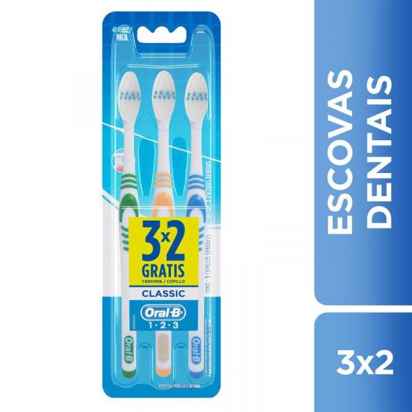 Escova Dental Oral-B Classic 40 Macia 3 Unidades