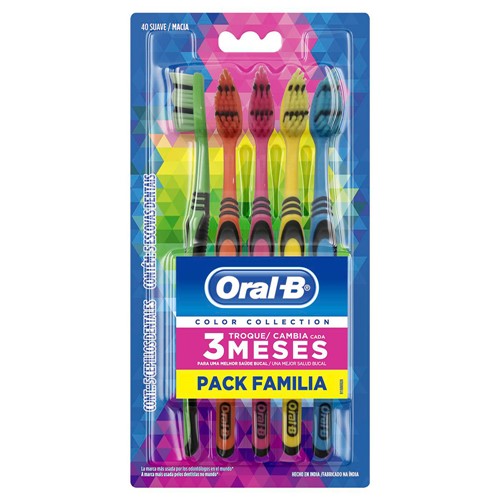 Escova Dental Oral-B Color Collection Pack Familia 5 Unidades