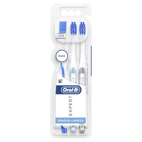 Escova Dental Oral B Expert Gengiva Limpeza Macia com 3 Unidades