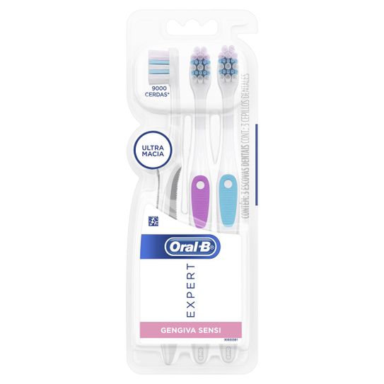 Escova Dental Oral B Expert Gengiva Sensível Ultra Macia com 3 Unidades