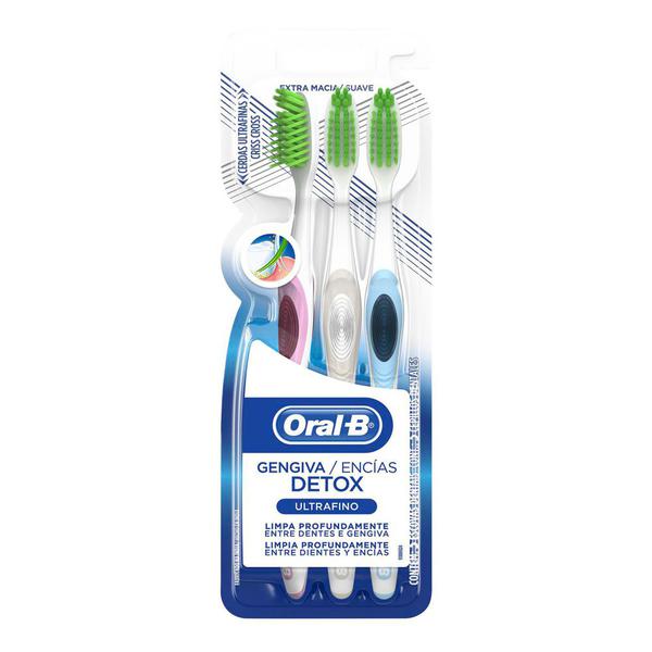 Escova Dental Oral-B Gengiva Detox Ultrafino Extra Macia Cores Sortidas 3 Unidades - Oral B