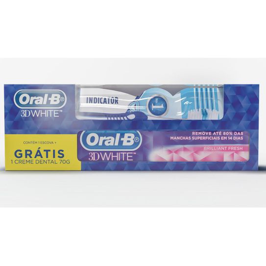 Escova Dental Oral-B Indicator + Creme Dental 3d-White 70g