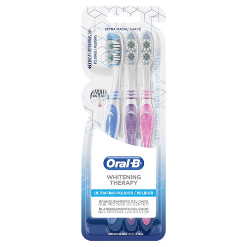 Escova Dental Oral-B Whitening Therapy Ultrafino Polidor 3 Unidades
