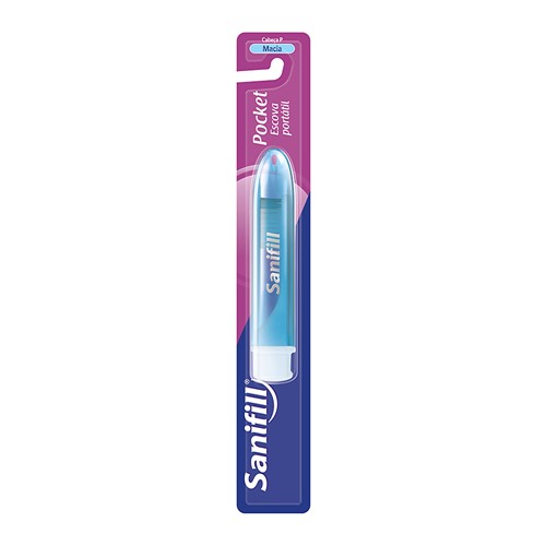 Escova Dental Sanifill Pocket Macia Cabeça P Cores Sortidas com 1 Unidade