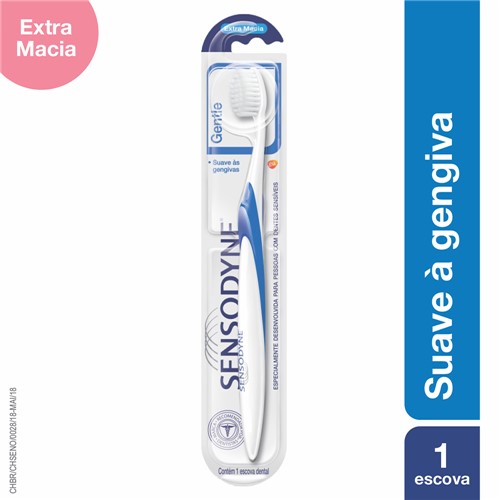 Escova Dental Sensodyne Gentle Extra Macia Cores Sortidas com 1 Unidade