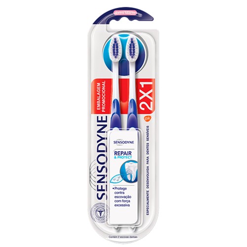 Escova Dental Sensodyne Repair e Protect Extra Macia Cores Sortidas com 2 Unidades