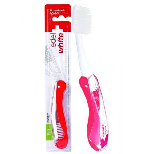 Escova Dental Suíça Edel-White Soft Flosserbrush To Go Cerdas Microfinas P/ Viagem