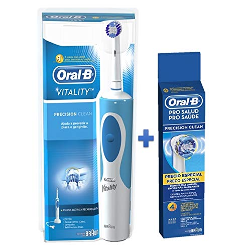 Escova Elétrica Oral-b Vitality D12 110V + Refil Oral-B Precision Clean com 4 Unidades