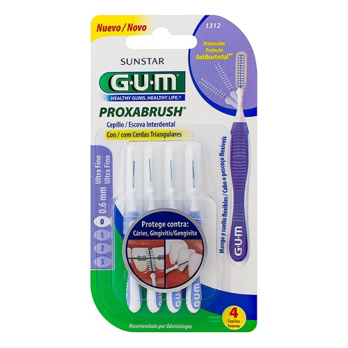 Escova Interdental Gum Proxabrush 0,6mm Ultra Fino com 4 Unidades