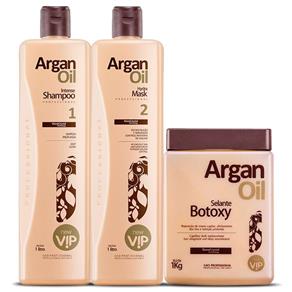 Escova Progressiva VIP Argan Oil - (2 X 1000ml) + Botox Capilar Selante Vip Argan Oil - 1kg