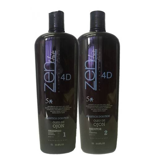 Escova Progressiva Zen Hair Plástica dos Fios 5x 4d 2x1l 2x1000ml