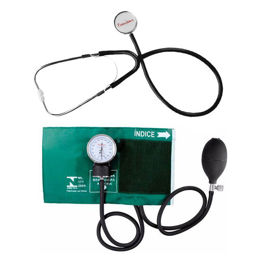Esfigmomanômetro e Estetoscópio Simples Premium - Verde