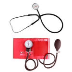Esfigmomanômetro e Estetoscópio Simples Premium - Vermelho