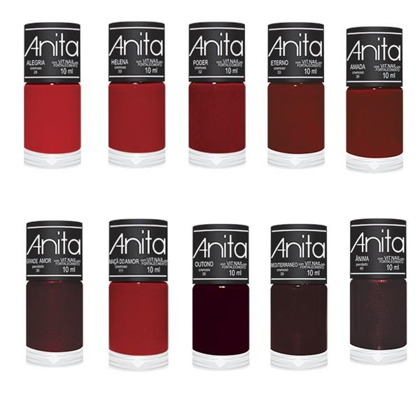 Esmalte Anita Coleção Vermelhos Clássicos com 10 Cores