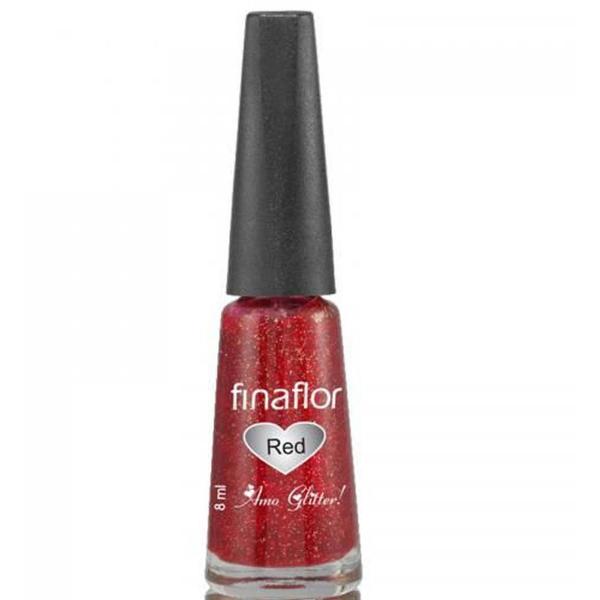 Esmalte Fina Flor Amo Glitter Red 8ml - Finaflor