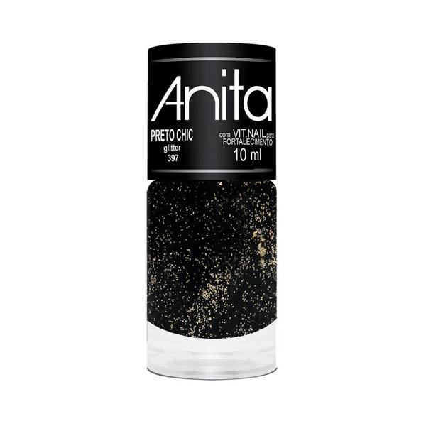Esmalte Glitter Preto Chic 10ml - Anita