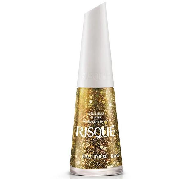 Esmalte Risqué Efeito Glitter Disco de Ouro 8ml - Cosmed Ind. Cosm. e Med. S/A
