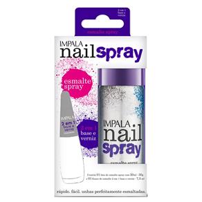 Esmalte Spray Nail Spray 372 Roxo + 2 em 1 Base e Verniz Impala Kit