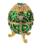 Esmalte Verde Faberge Easter Egg Jewelry Box Anel De Casamento Recipiente De Armazenamento