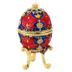 Esmalte Vermelho Faberge Ovo De Páscoa Caixa De Jóias Anel De Casamento Recipiente De Armazenamento