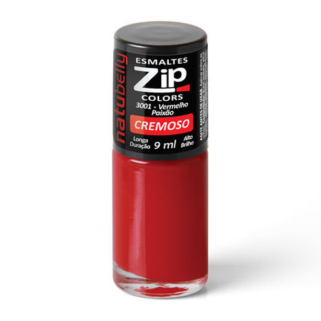 Esmalte Vermelho Paixao Zip Colours Calcium 9Ml Natubelly
